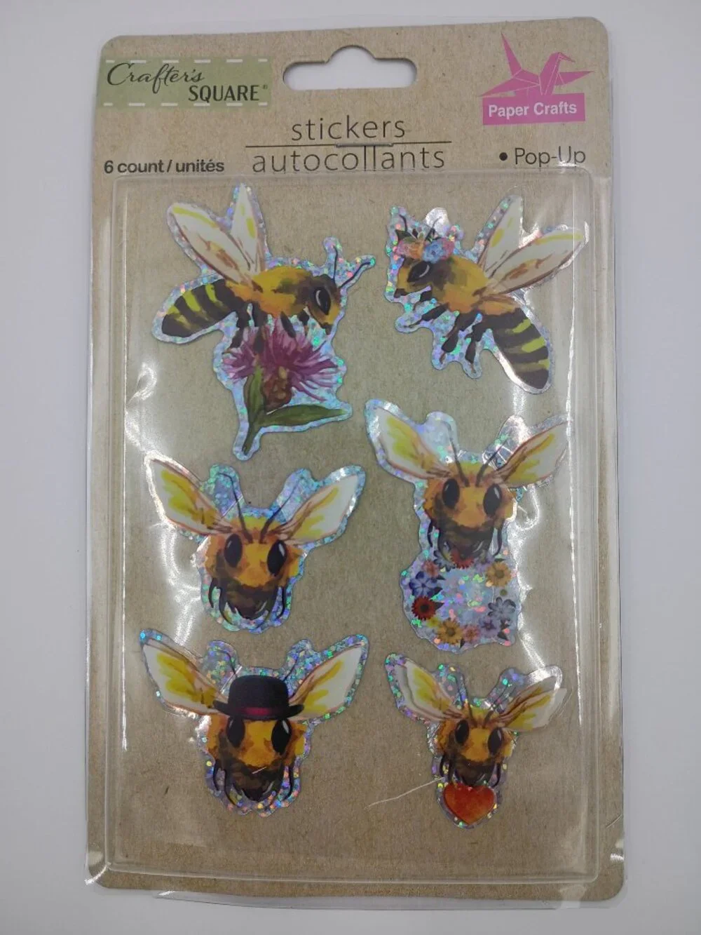 9-Pc 3D Pop-Up Sticker Set Scrapbook Flower Dragonfly Koala Bee Bunny Cactus